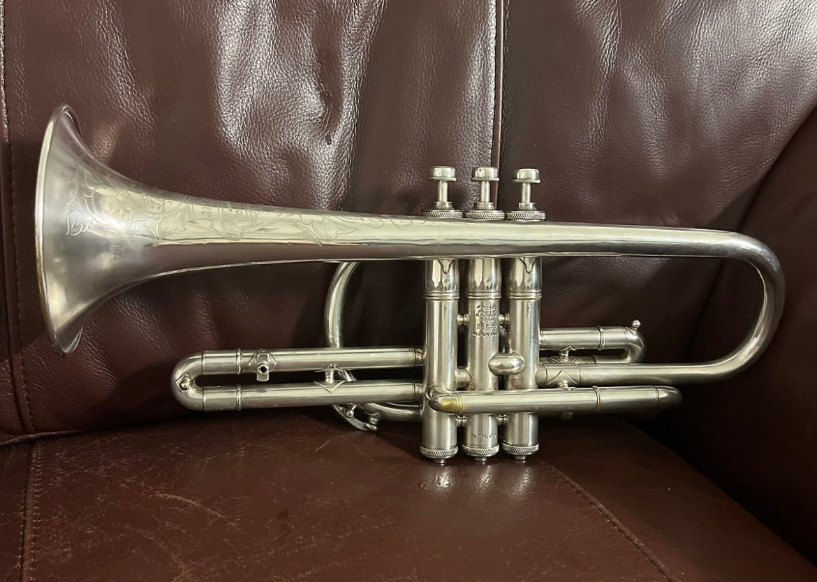 King Master Model (1918) Bb Cornet SN 26599 (ML bore) (silver plated) (gold wash bell)(professional)