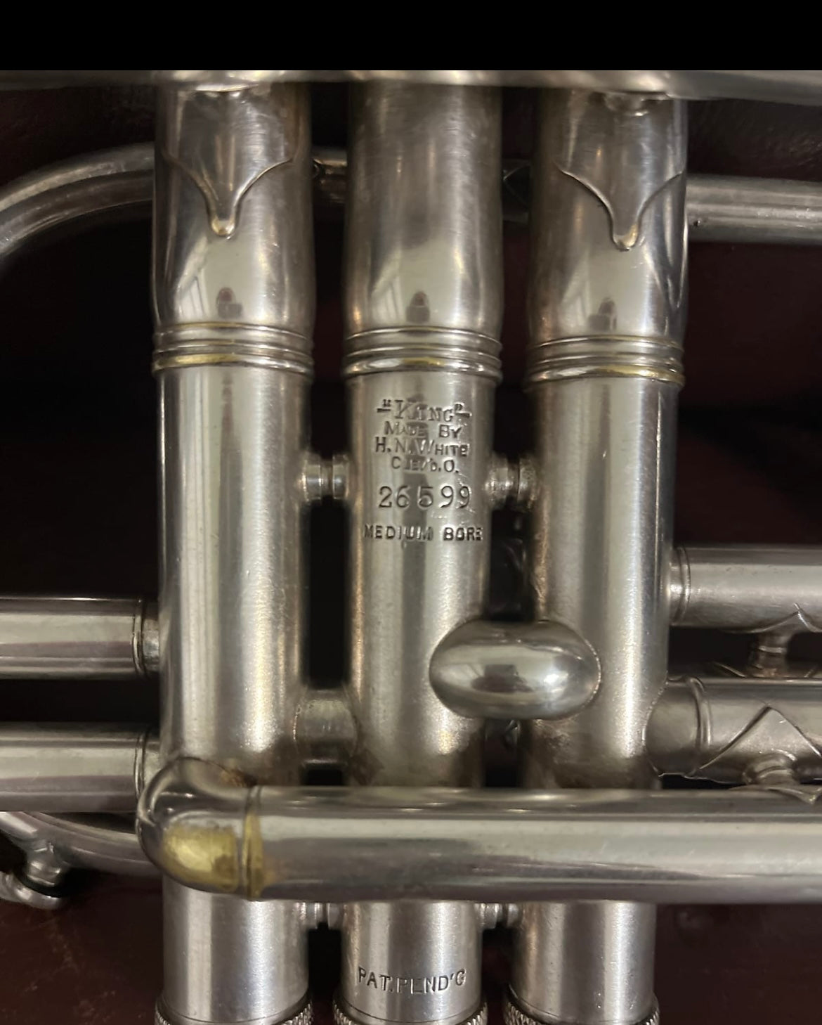 King Master Model (1918) Bb Cornet SN 26599 (ML bore) (silver plated) (gold wash bell)(professional)