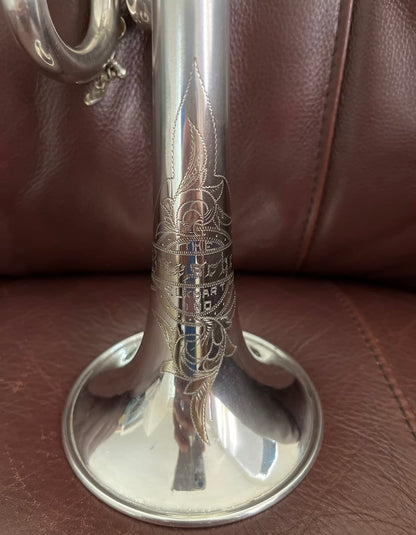 Buescher Model 9 Bb Trumpet (1921) (rare mute) (silver plated) (gold wash bell) (LP) SN 81491