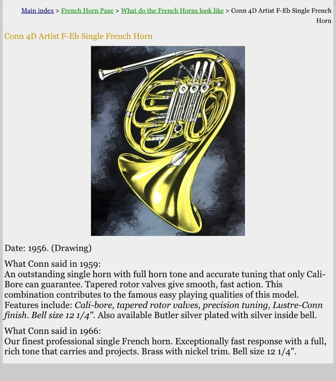 Conn 4D F/Eb Single French Horn (1942) (CG Conn LTD) SN 342400