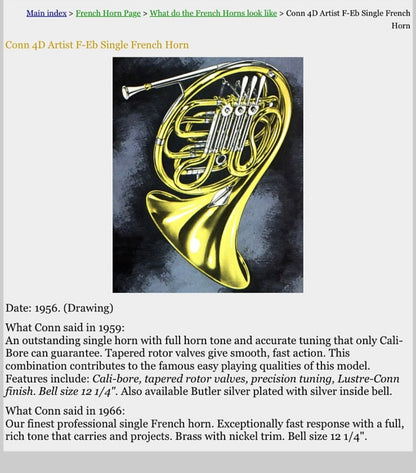 Conn 4D F/Eb Single French Horn (1942) (CG Conn LTD) SN 342400