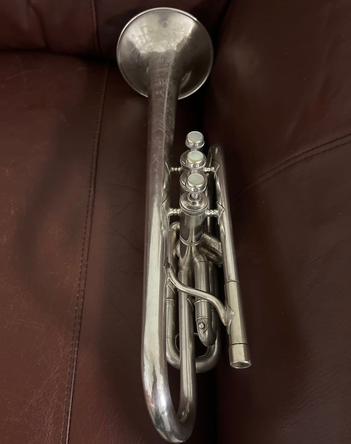 King Master Model (1918) Bb Cornet SN 26599 (ML bore) (silver plated) (gold wash bell)(professional)