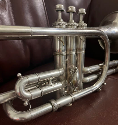 King Master Model (1918) Bb Cornet SN 26599 (ML bore) (silver plated) (gold wash bell)(professional)