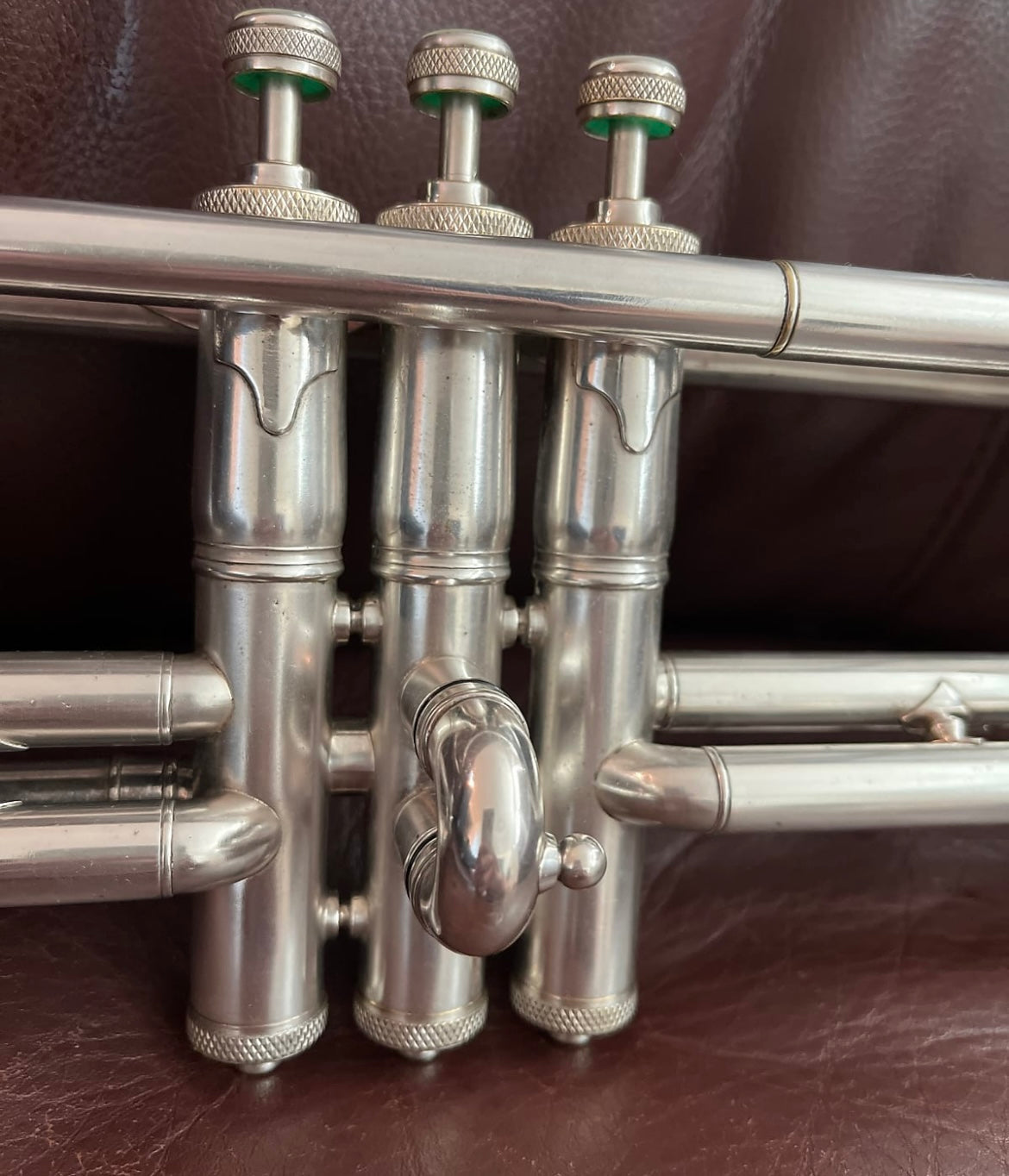 Buescher Model 9 Bb Trumpet (1921) (rare mute) (silver plated) (gold wash bell) (LP) SN 81491