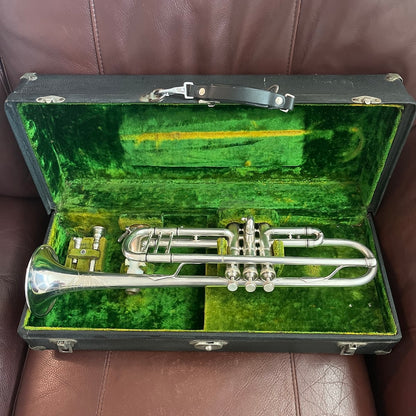 Buescher Model 9 Bb Trumpet (1921) (rare mute) (silver plated) (gold wash bell) (LP) SN 81491