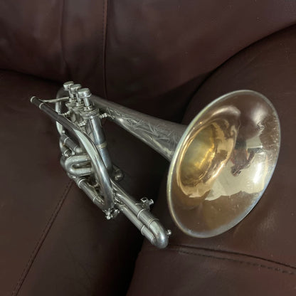 King Master Model (1918) Bb Cornet SN 26599 (ML bore) (silver plated) (gold wash bell)(professional)