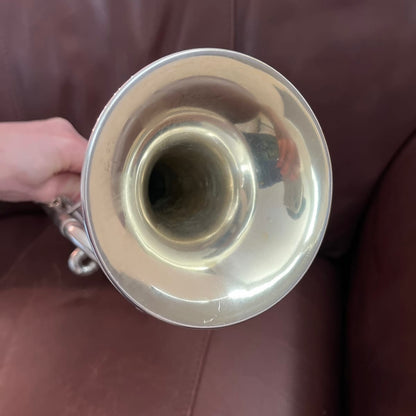 Buescher Model 9 Bb Trumpet (1921) (rare mute) (silver plated) (gold wash bell) (LP) SN 81491